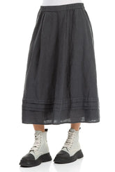 Tiered Hem Graphite Linen Skirt 3