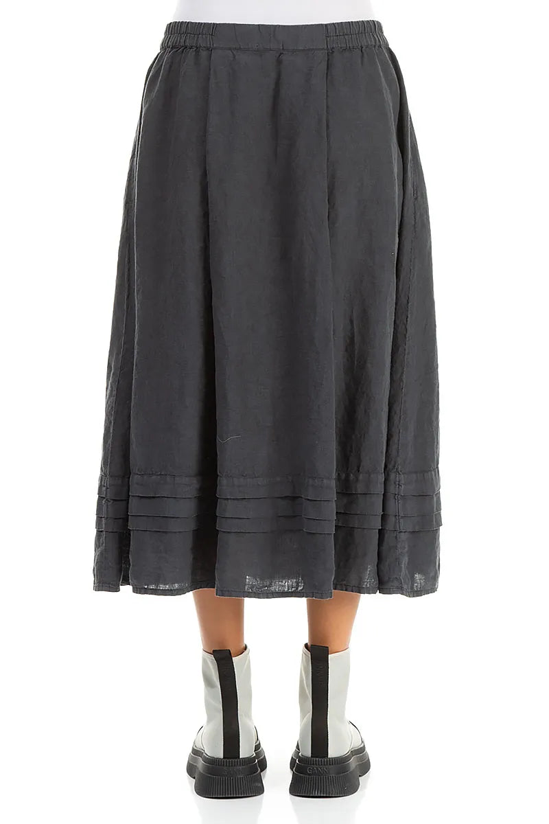 Tiered Hem Graphite Linen Skirt 2