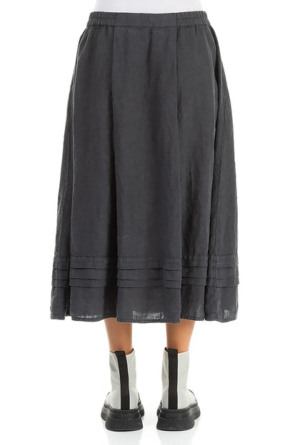 Tiered Hem Graphite Linen Skirt 2