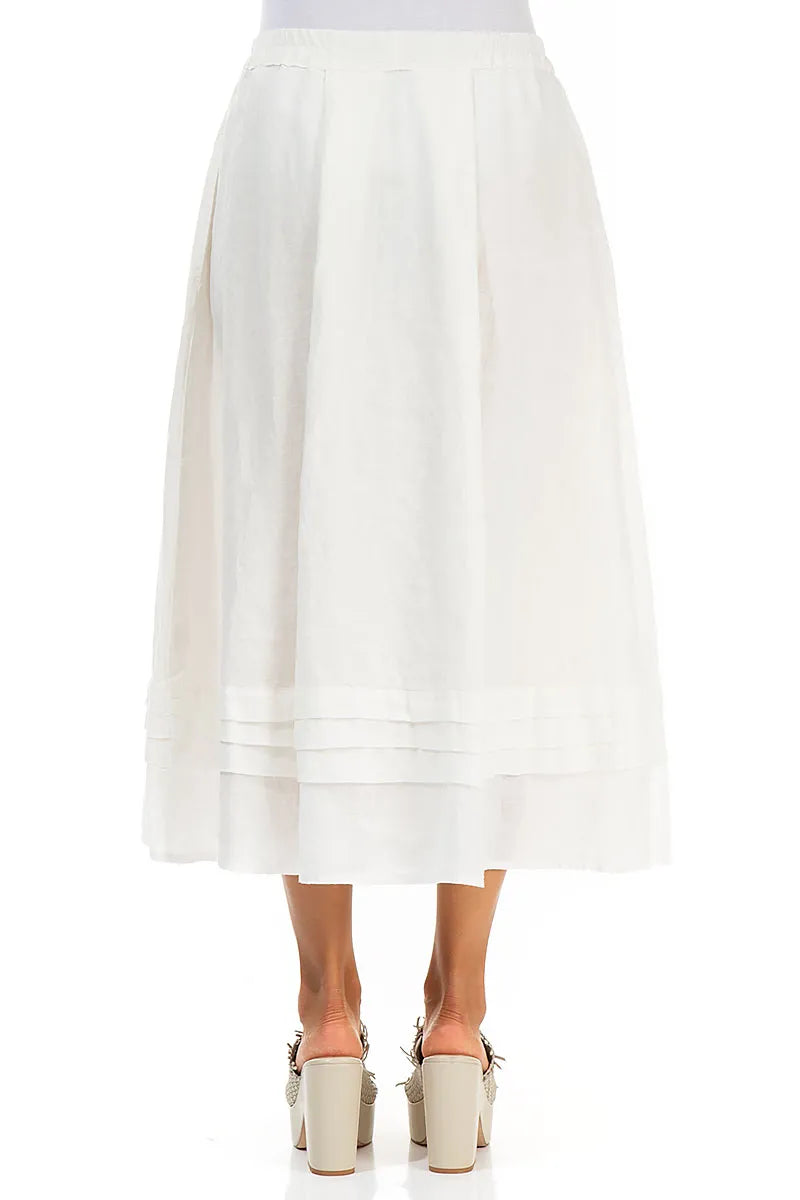 Tiered Hem Off White Linen Skirt