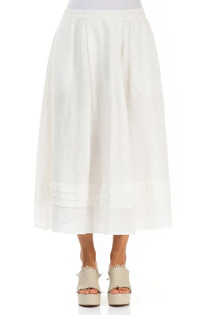 Tiered Hem Off White Linen Skirt