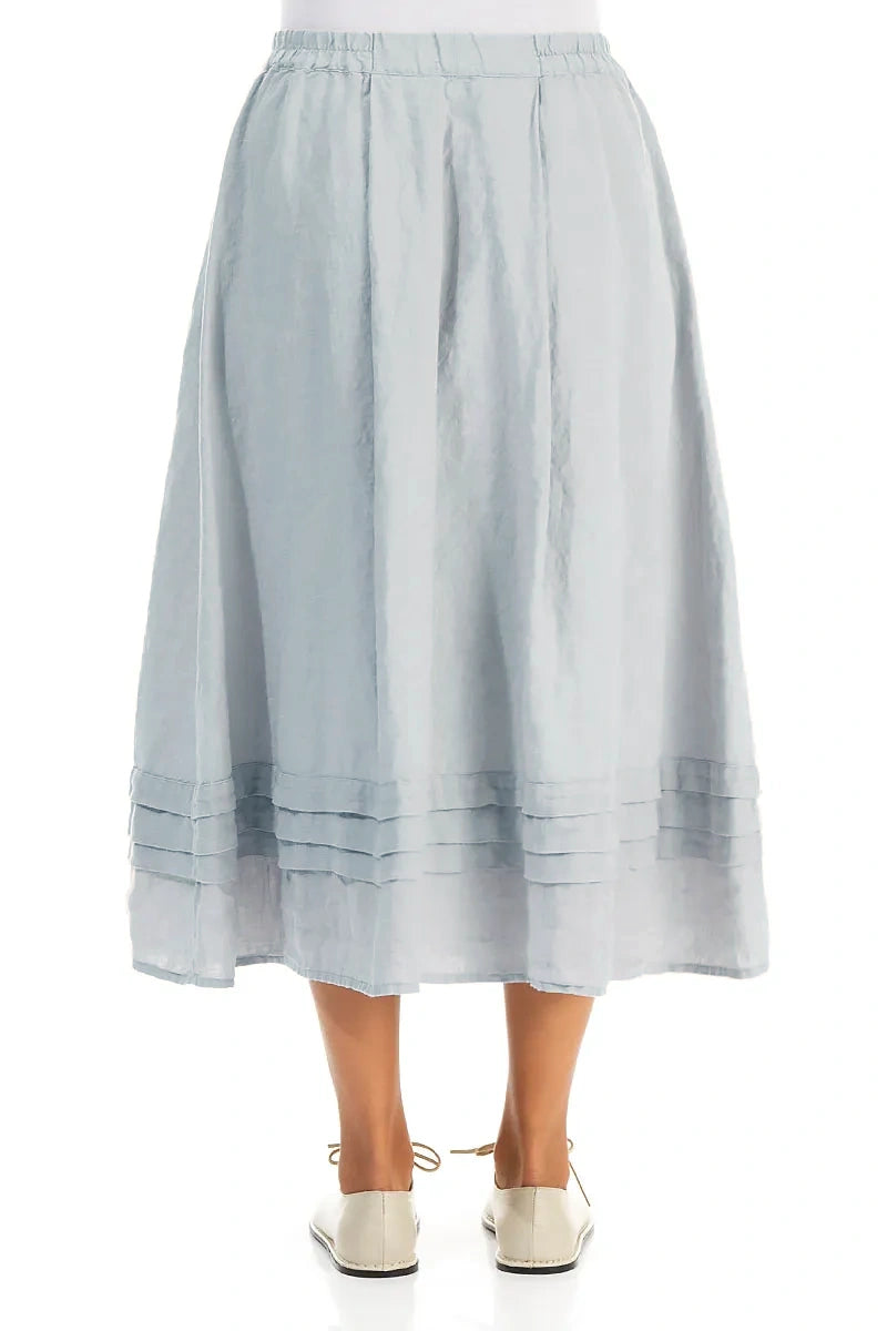 Tiered Hem Silver Grey Linen Skirt 2