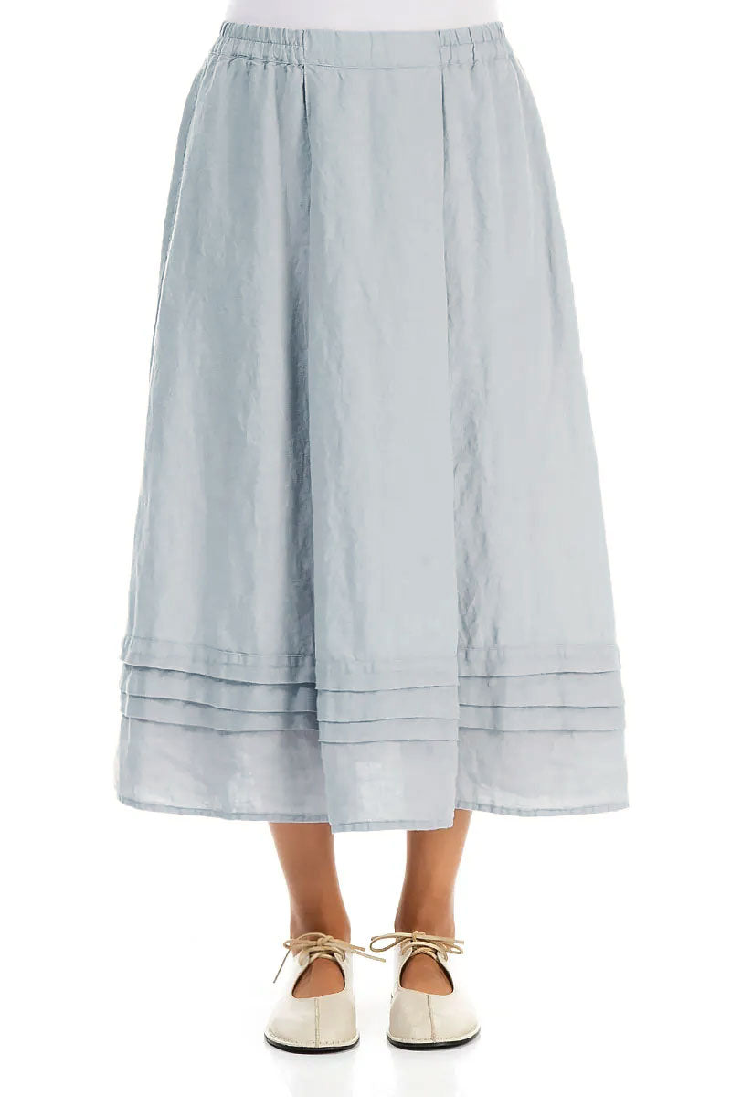 Tiered Hem Silver Grey Linen Skirt 1