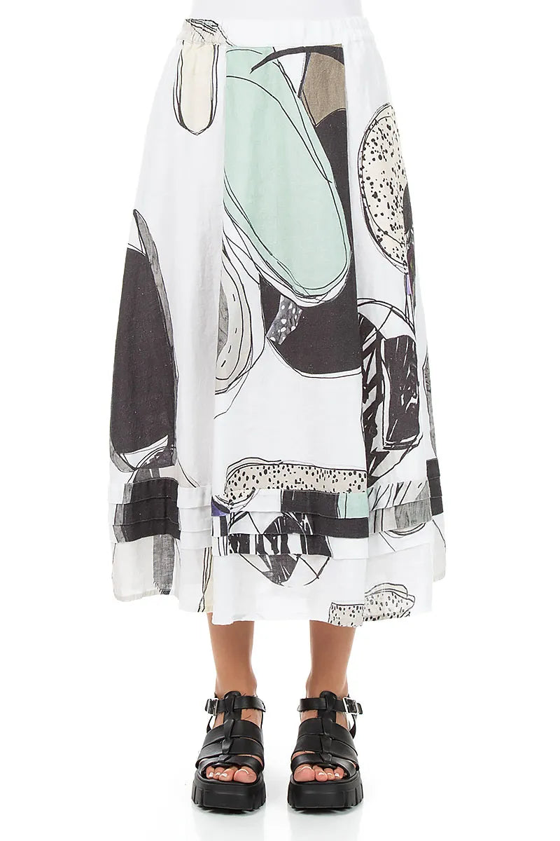 Tiered Hem Tumbled Stone Linen Skirt 1