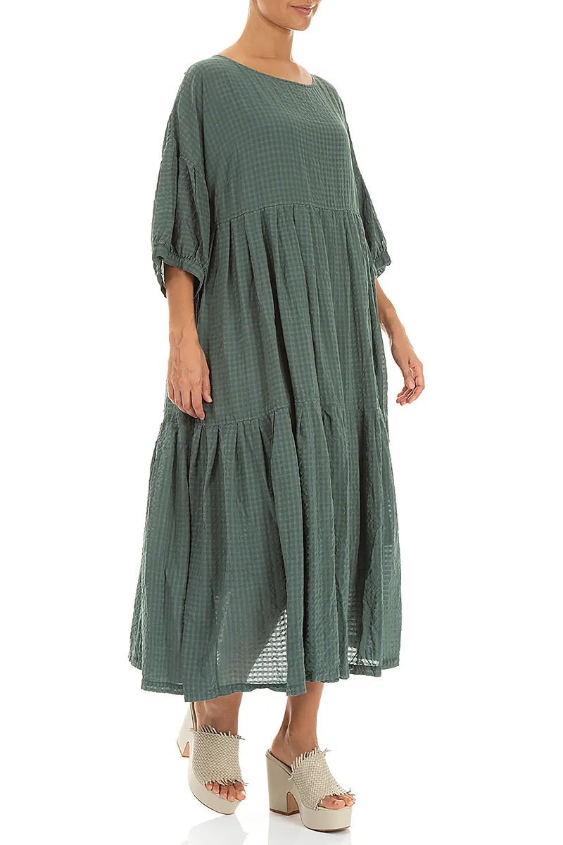 Robe en soie texturée superposée Sage