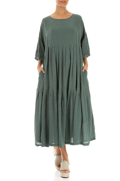 Robe en soie texturée superposée Sage