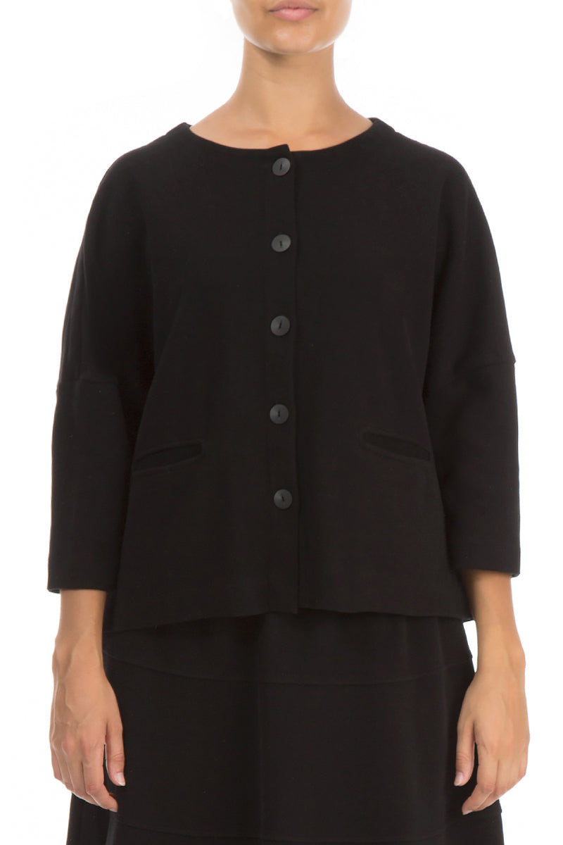 Trapeze Black Cotton Jersey Jacket