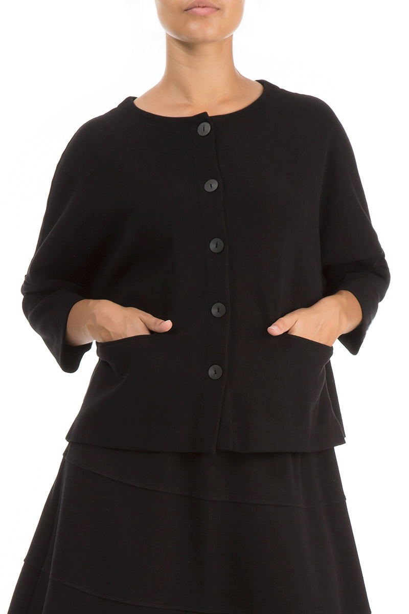 Trapeze Black Cotton Jersey Jacket 4