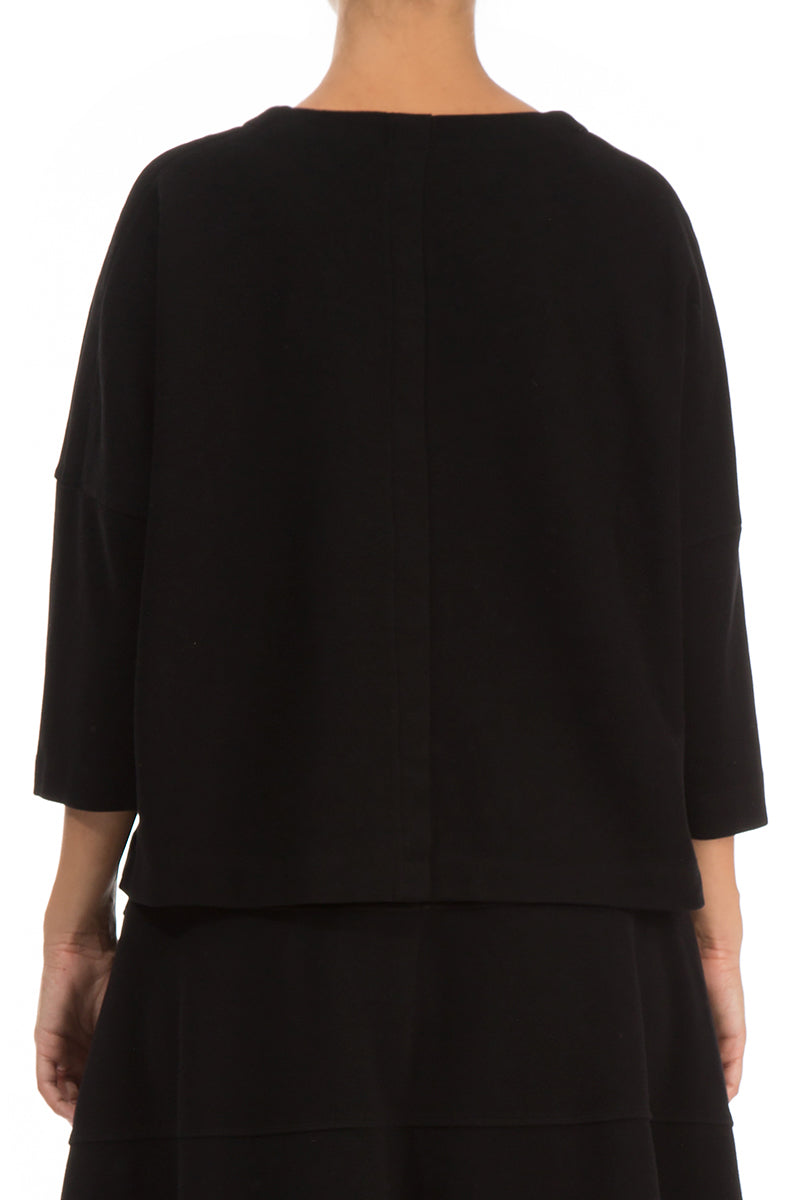 Trapeze Black Cotton Jersey Jacket