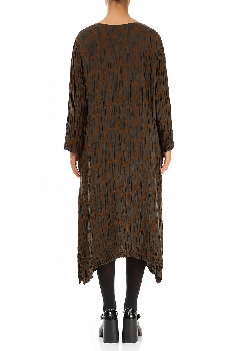Truffle Brown Circle Silk Linen Shift Dress 2