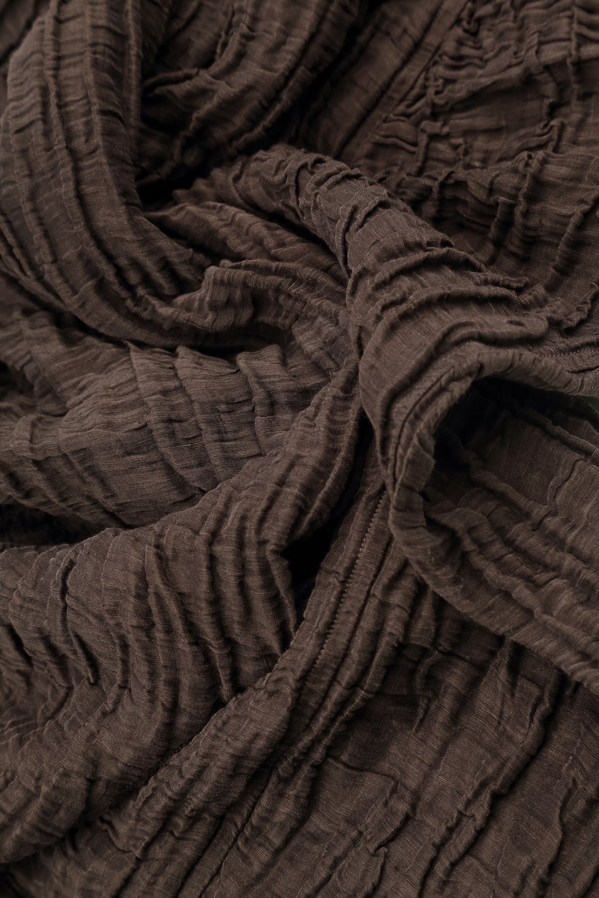 Truffle Brown Crinkled Silk Linen Scarf