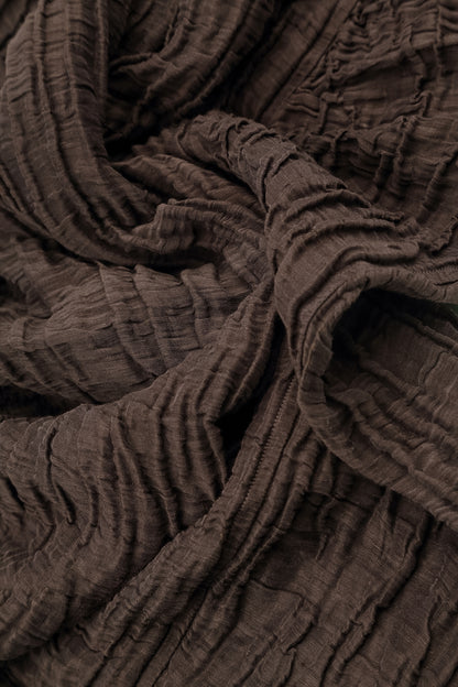 Truffle Brown Crinkled Silk Linen Scarf