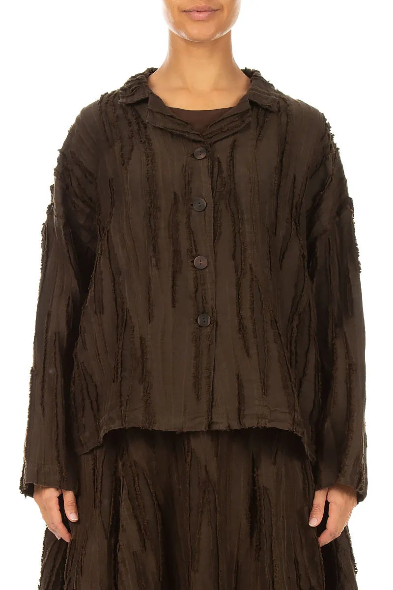 Truffle Brown Fray Weave Jacket 1