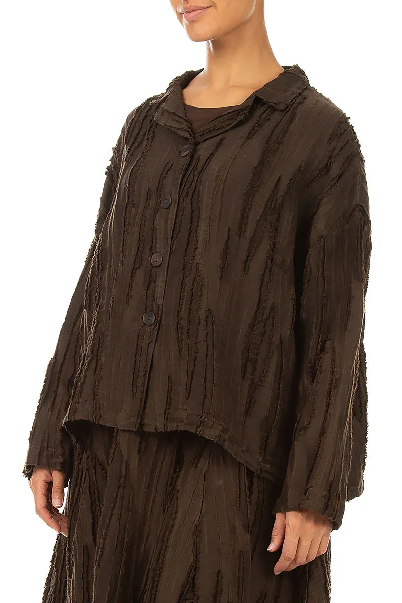 Truffle Brown Fray Weave Jacket 3
