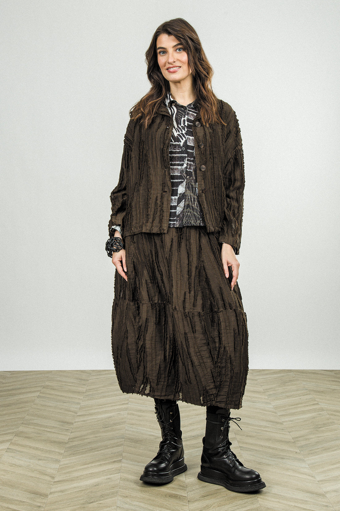 Truffle Brown Fray Weave Skirt 7
