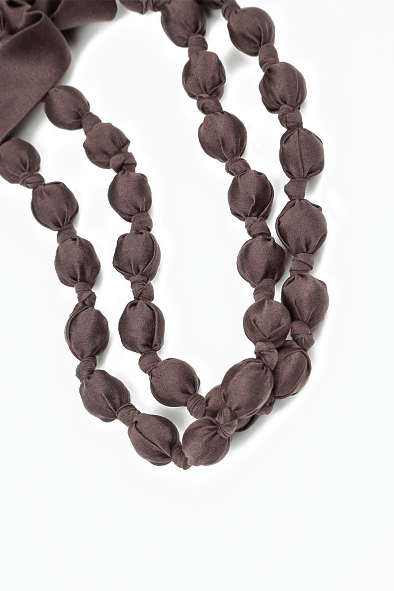Truffle Brown Silk Fine Bead Necklace