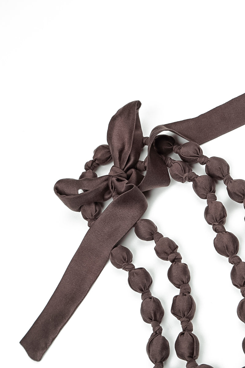 Truffle Brown Silk Fine Bead Necklace