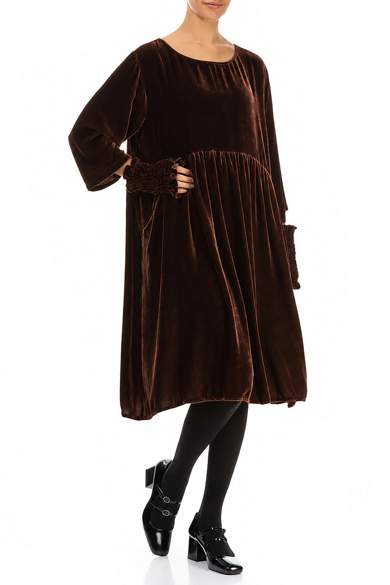Truffle Brown Silk Velvet Wristlets 2