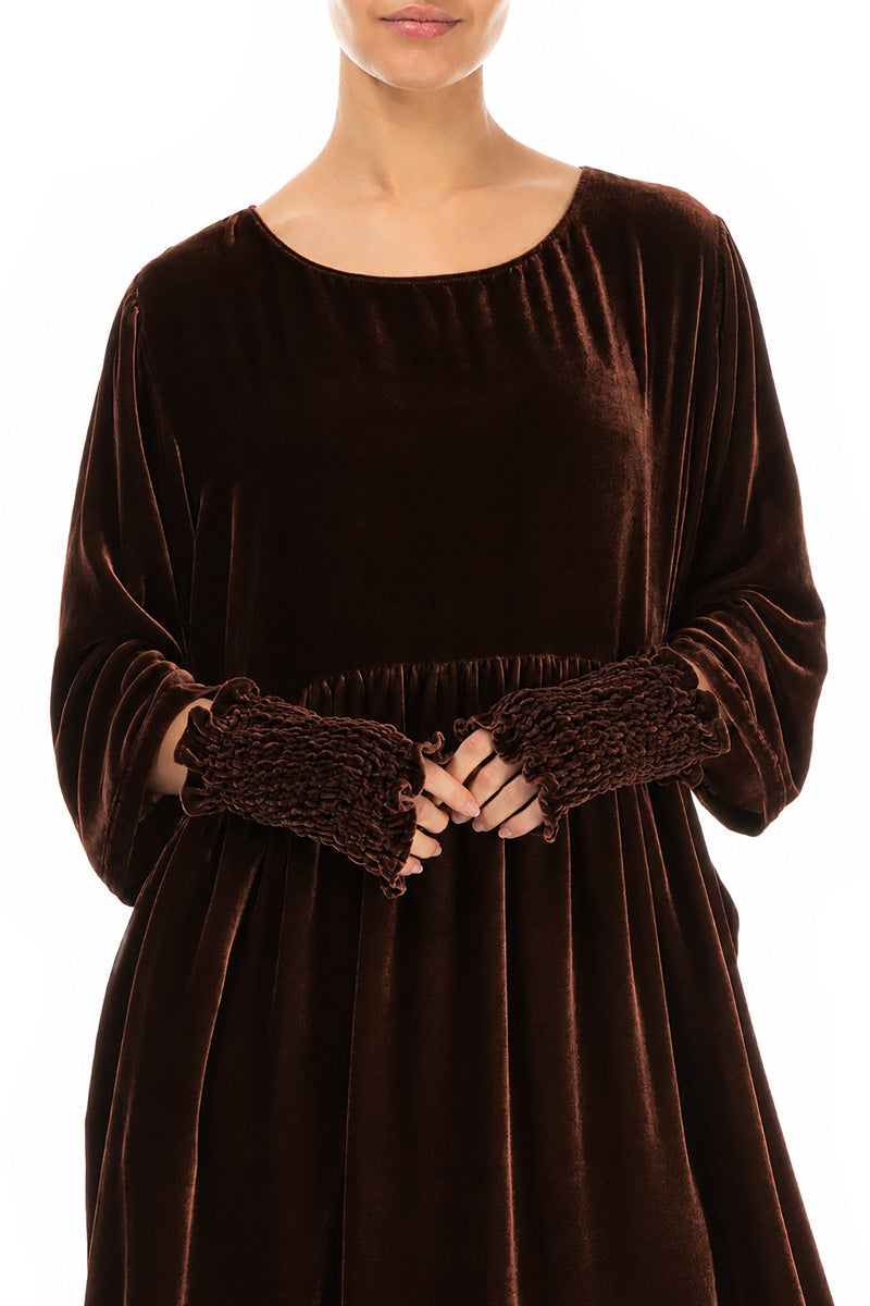 Truffle Brown Silk Velvet Wristlets 3