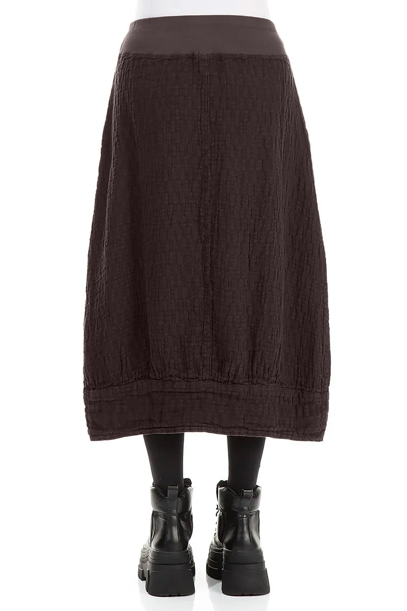 Truffle Brown Textured Linen Midi Skirt