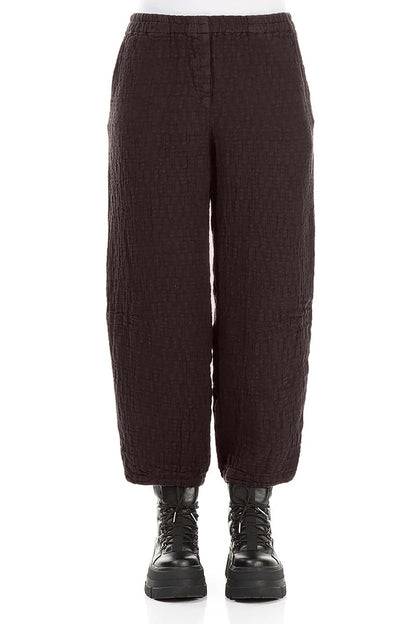Truffle Brown Textured Linen Trousers