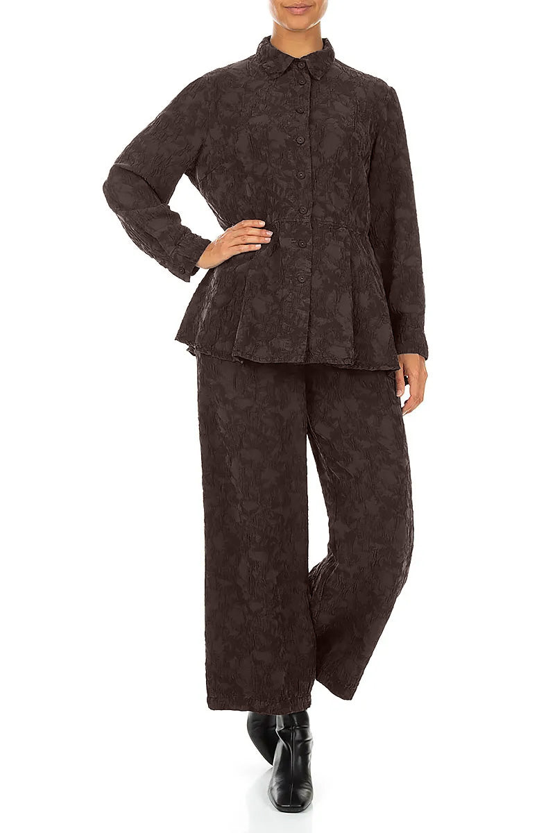 Truffle Brown Textured Silk Viscose Shirt Jacket