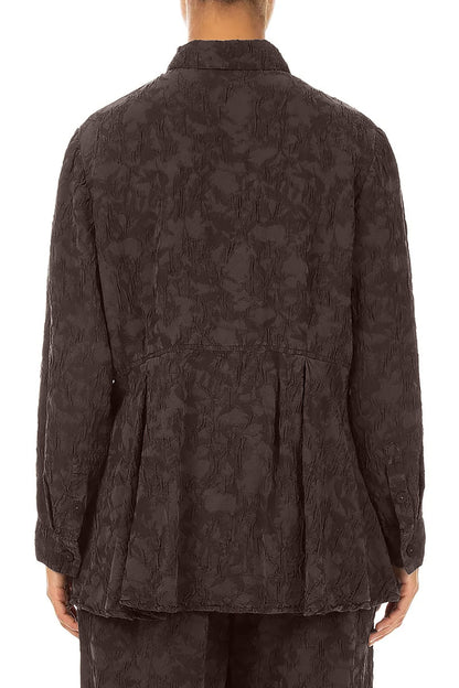 Truffle Brown Textured Silk Viscose Shirt Jacket