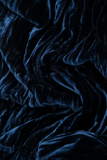 Tuck Front Royal Blue Silk Velvet Blouse 5