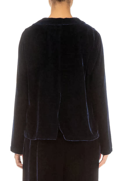 Tuck Front Royal Blue Silk Velvet Jacket 2