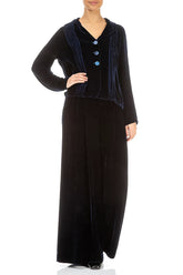 Tuck Front Royal Blue Silk Velvet Jacket 4