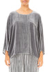 Tuck Front Silver Silk Velvet Blouse 1