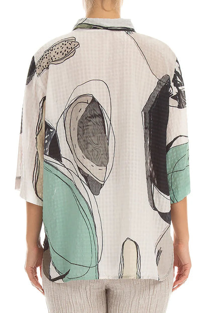 Chemise en soie texturée effet pierre roulée