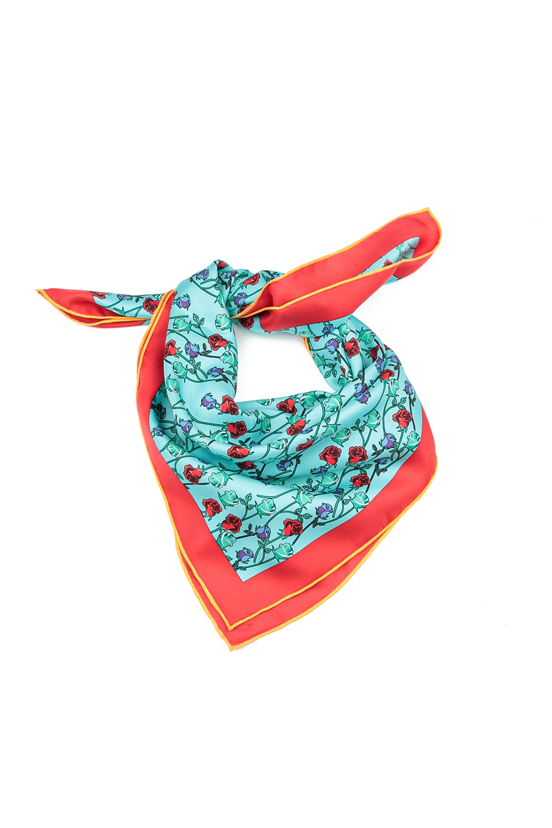 Turquoise Rosebud Silk Scarf 2