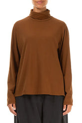Turtleneck Aged Copper Cotton Blouse 1