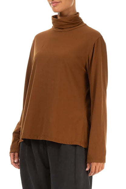 Turtleneck Aged Copper Cotton Blouse 3