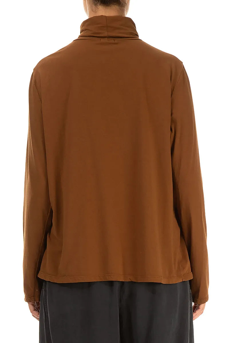 Turtleneck Aged Copper Cotton Blouse 2