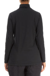 Turtleneck Black Cotton Blouse 2