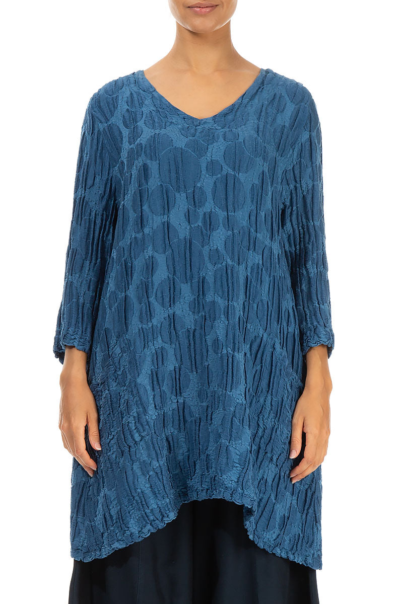 Twin Pockets Azure Circle Silk Linen Tunic