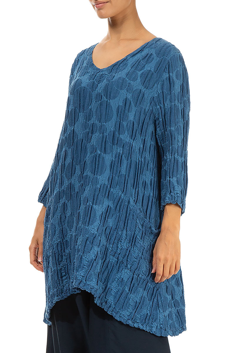 Twin Pockets Azure Circle Silk Linen Tunic