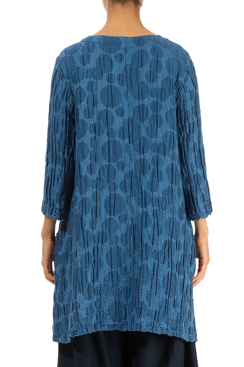 Twin Pockets Azure Circle Silk Linen Tunic