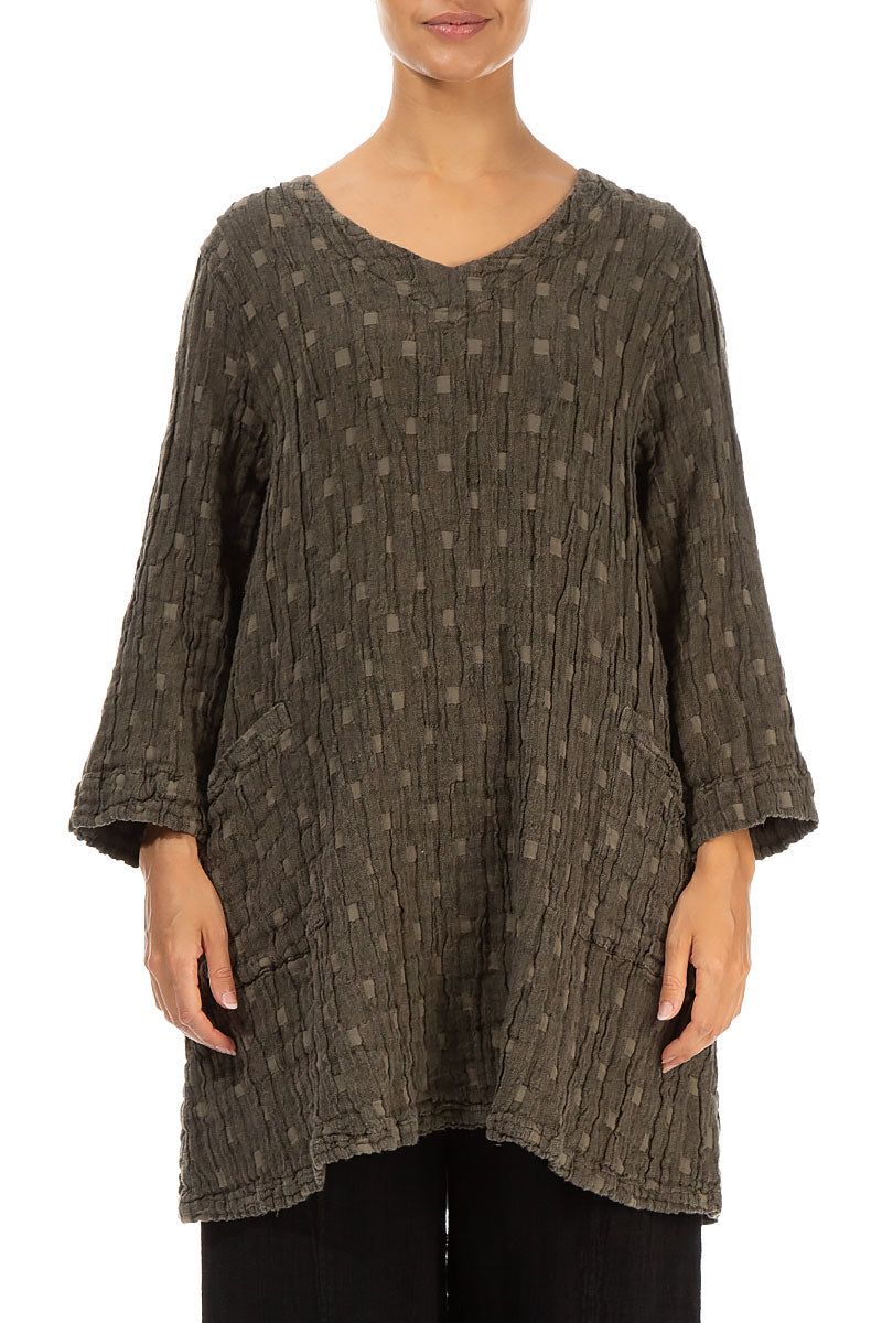 Twin Pockets Silver Sage Textured Linen Tunic