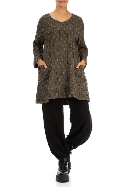 Twin Pockets Silver Sage Textured Linen Tunic