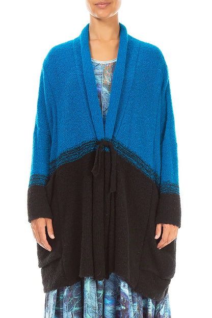 Two-Tone Azure Wool Cardigan