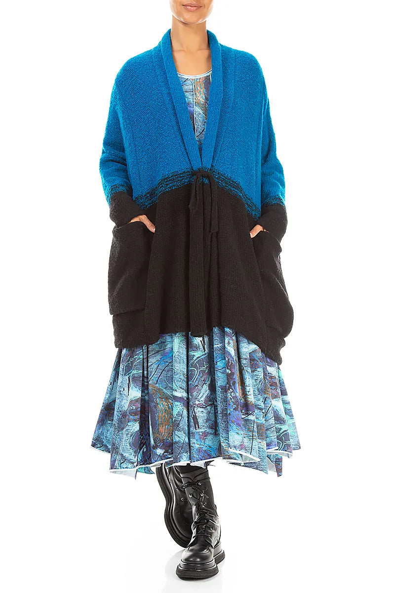 Two-Tone Azure Wool Cardigan