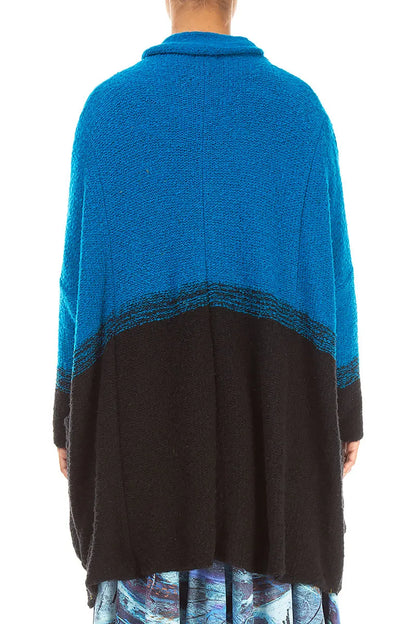 Two-Tone Azure Wool Cardigan