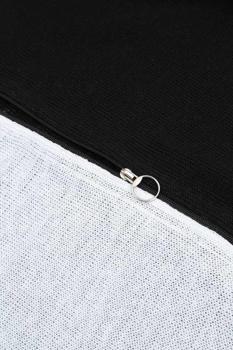 Two-Tone Black &amp; White Linen Cardigan 5