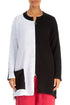 Two-Tone Black & White Linen Cardigan 1