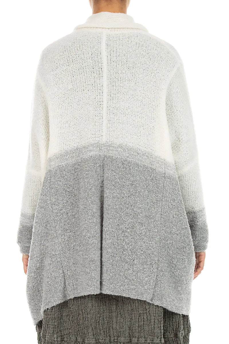 Two-Tone Light Grey Wool Cardigan