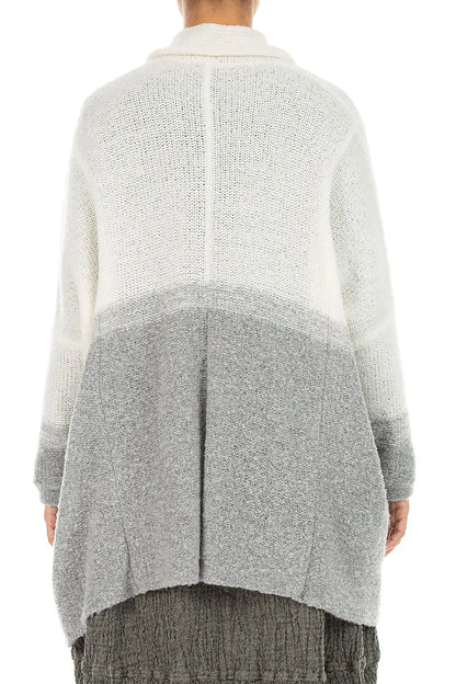 Two-Tone Light Grey Wool Cardigan