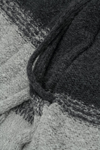 Two-Tone Light Grey Wool Cardigan